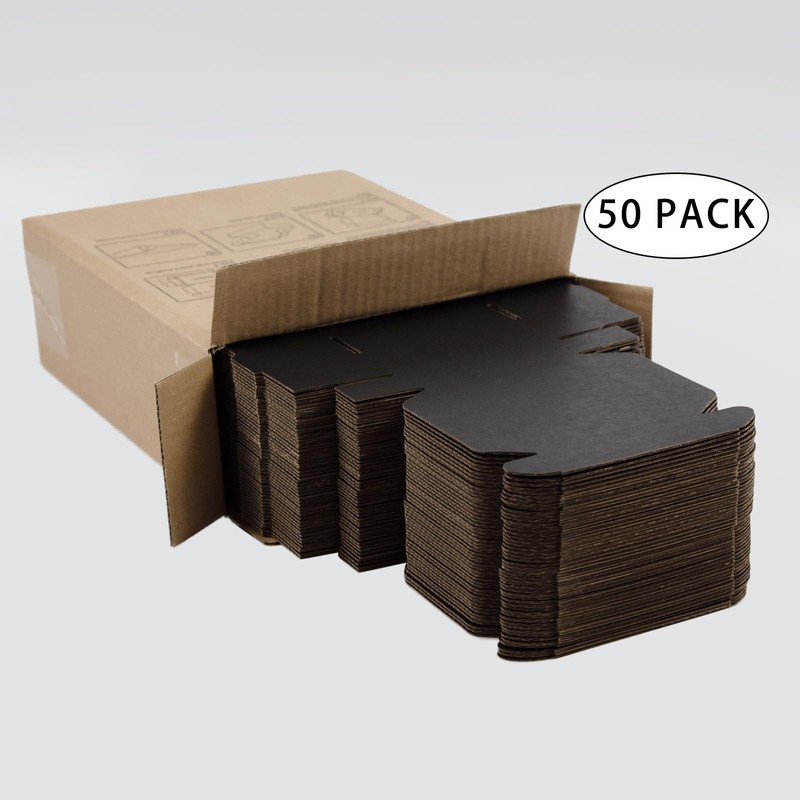 SUNLPH 50 Pack 4x4x1 Inches Small Shipping Boxes, Black Corrugated