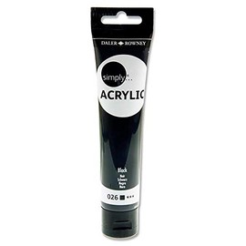 Daler-Rowney Simply Acrylic Paint, Plastic Tube, 2.54oz - 75 ml, Black