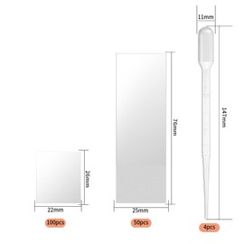 Microscope Slides and Cover Slips, 50 Pcs Prepared Microscope Sample Slides with Ground Edge, 100 Pcs Pre Cleaned Microscope Cover Glasses, with 5 Pcs 2ml Plastic Droppers