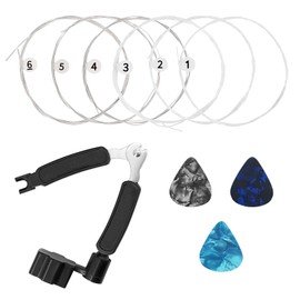 Guitar Strings Classical Guitar Strings Acoustic Guitar Set Made of Nylon and Silver, Set of 6 Guitar Strings Nylon Strings with 3 Plectrums and 3-in-1 Tool
