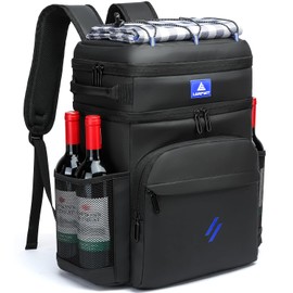 Laripwit 54 Cans Backpack Cooler Insulated Leak-Proof Large Leather Cooler Backpack Double Deck Lunch Backpack for Men Women - Upgrade Soft Cooler Bag for Work, Camping, Picnic, Beach, Hiking