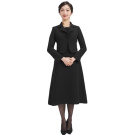 SYOKYO Women's Black Formal Mourning Dress Set, Tailored Jacket, Women's, All Seasons, Washable, Ensemble, Dress-Up, Black