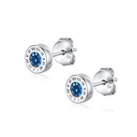 immobird Earrings, Men's, Popular, Women's, 5A Zirconia, Hypoallergenic, Silver, Simple, Small, Roman Numerals, Single Piece, Unisex, Commute, School Entrance Ceremony, Everyday Use, Silver