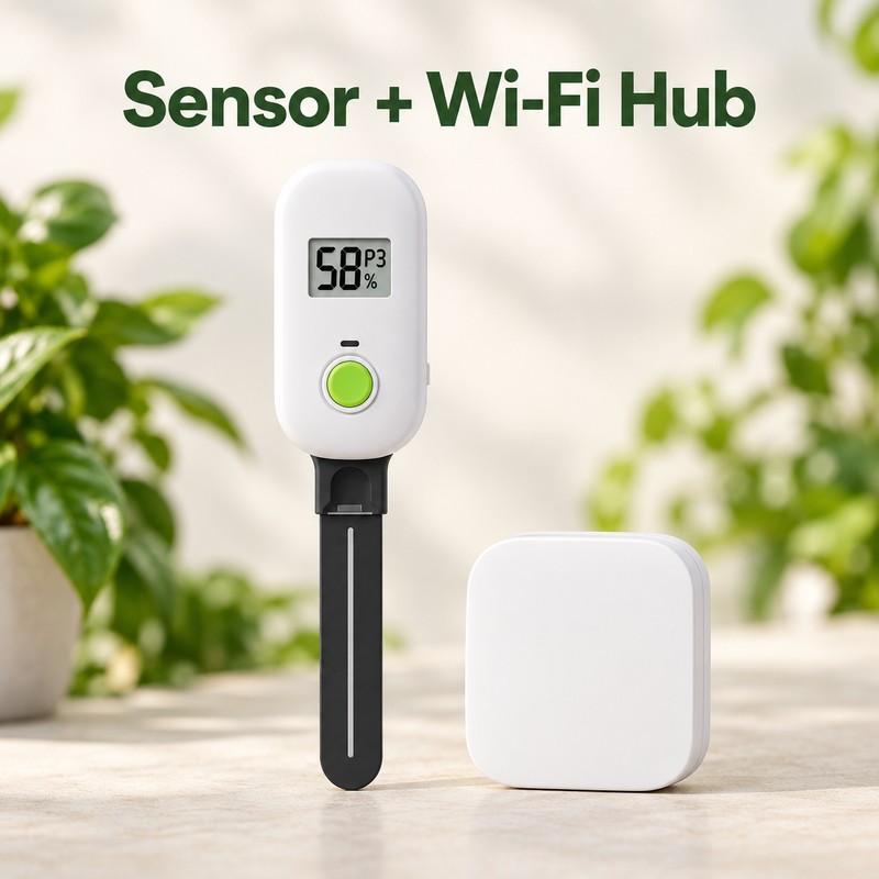 Smart Digital Soil Moisture Meter with Wi-Fi Hub – Leave-In