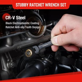 WORKPRO 8PC Stubby Anti-slip Ratcheting Combination Wrench Set SAE 5/16in-3/4in