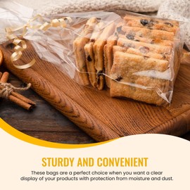 100 x Block Bottom Clear Cellophane Gift/Food Bags - 95mm x 165mm Brand - Unibags