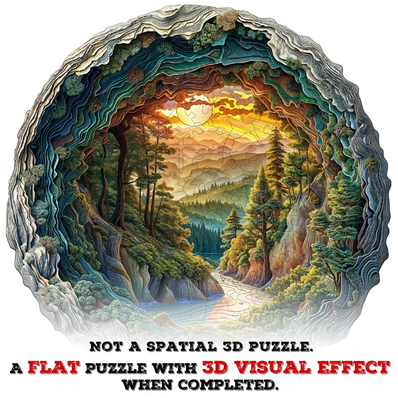 Jollitot Wooden Puzzles, 3D Cave Forest Puzzle 300 Pieces, Unique