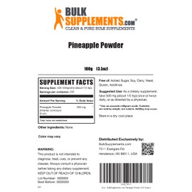 BULKSUPPLEMENTS.COM Pineapple Powder - Dried Powder Fruit Powder for Flavoring & Smoothies - 500mg of Pineapple Fruit Powder per Serving - Unsweetened & Gluten Free (100 Grams - 3.5 oz)