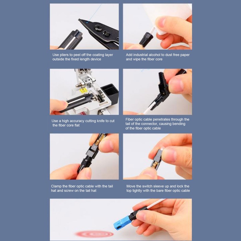 100Pcs Fiber Optic Connector Kit Embedded Type Fiber Optic Fast