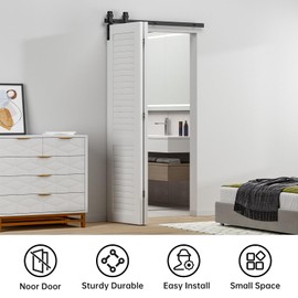 BONIKLUBA 66" Bi-Folding Sliding Barn Door Hardware Track Kit,Smoothly&Quietly,Side Mounted Black Roller,Easy Install,Door Not Included [Fit Double 30" Bifold Doors]