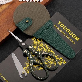 YOUGUOM Vintage Craft Scissors with Case, Sharp Sewing Scissor for Craft Needlework Cross Stitch Yarn, Little Thread Snips Detail Shears