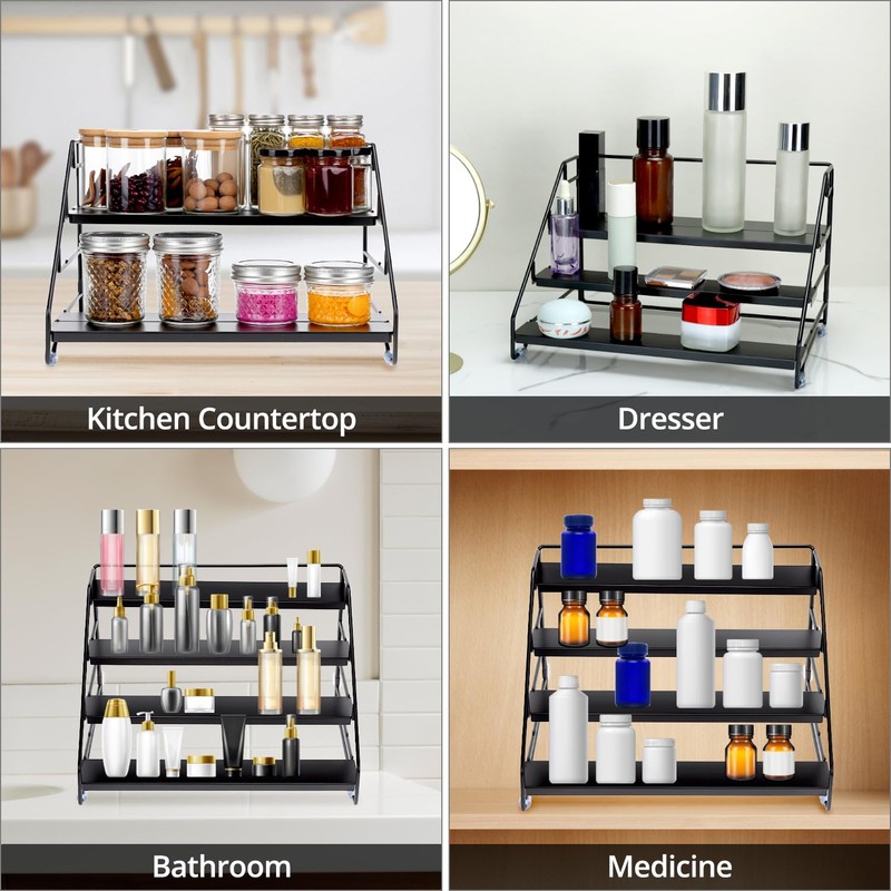 QWORK® 4-Tier Spice Rack Organizer, Adjustable Spice Organiser, for Kitchen