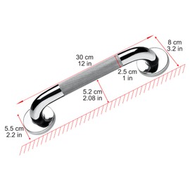 HONPHIER® Rustproof Grab Rail Diameter 25 mm Bath Handle Wall Handle Shower Handle Handle Grab Rail for Seniors (12 Inches/300 mm)