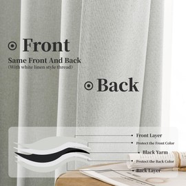 KangBang 60 Inch Wide Blackout Linen Curtains 2 Panels Set-Back Tab Loop Pocket Thermal Insulated Flax Linen Blended Curtains for Patio Sliding Glass Door 60 by 102 Inches Length, Greyish White