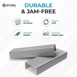 25,000 Standard Staples - 1/4 Inch Length, 210 per Strip, Jam-Free Chisel Point, Staples for Stapler, Replacement, Fits Standard Staplers, 5 Boxes of 5,000 Each, by enday