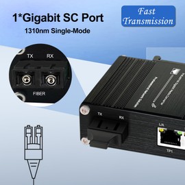 Industrial 1.25G SC Fiber to Ethernet Media Converter Up to 20KM, 1x1310nm Single-Mode SC Port to 2X 10/100/1000Base-T RJ45 Gigabit 2 Port Fiber Switch, 12~48V DC Power Input，DIN-Rail Support