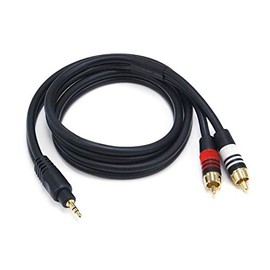 Monoprice Audio Cable - 3 Feet - Black | Premium Stereo Male to 2 RCA Male 22AWG, Gold Plated