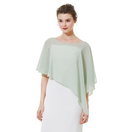BEAUTELICATE Women's Shawl Wedding Bolero Shawl Thin Chiffon Solid Color Cover Sunscreen Top Party Invitation Concert After-party Reception Air Conditioning, green, (sage green)