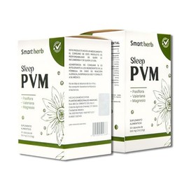 Smart Herb Paquete Sleep PVM, Suplemento Alimenticio, 2 Piezas (30 Cpsulas cu) con Pasiflora, Valeriana y Magnesio para Mejorar el Sueo