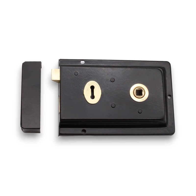 Infinity Decor Fluted Epoxy Black Rim Lock Latch Set –