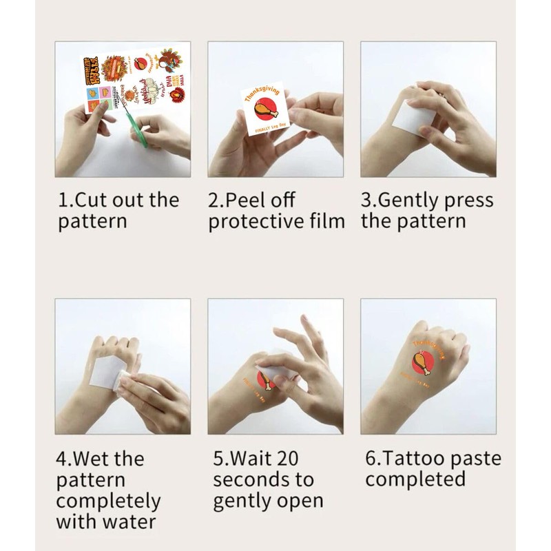 20sheet(120+patterns) Thanksgiving Fall Tattoos for Kids - Give Thanks Decorations,