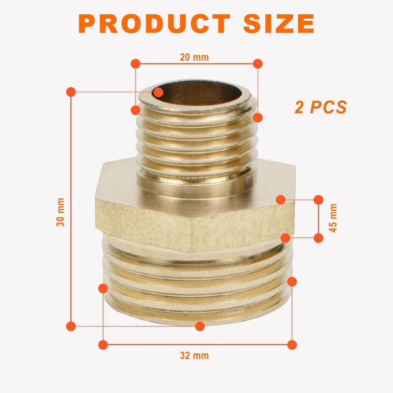 Bangbobi Brass Double Nipple Reduction 1 to 1/2 Inch Hose