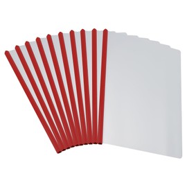 PATIKIL Clear Report Covers with Sliding Bar, 10 Pcs 15mm Slide-Grip Resume Covers 135 Sheets Capacity, A4 Presentation Folders for File, Resume Red
