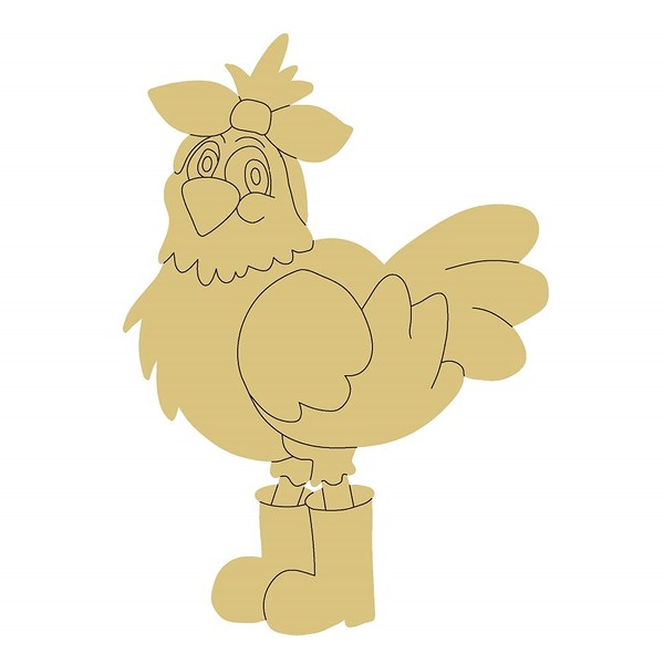 Chicken Design by Lines Cutout Unfinished Wood Animal Kids Craft