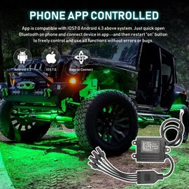 YCHOW-TECH RGB LED Rock Light 4 Pods MLTI-Color Neon Underglow Lights Pods Aluminum Alloy Accent Pods Wireless Bluetooth App Control Wheel Well Light for Off Road Truck UTV ATV Underwheel Mount Pods