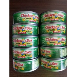 CHICKEN OF THE SEA 10 CANS BEST TUNA CHICKEN OF THE SEA CHUNK LIGHT TUNA IN OIL NET WT 5 OZ 12/2025