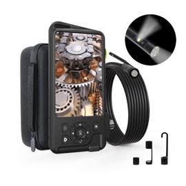 Industrial Endoscope Sewer Camera with LED Light,Dual Lens Inspection Snake with 5.5mm IP67 Waterproof,1x2x3x4x Zoom,1080P Digital Borescopes for Drain Pipe Plumbing Automotive Repair