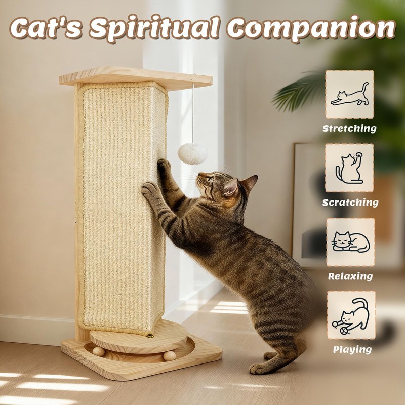 Couch Cat Corner Scratcher with Interactive Ball Toys for Cat,