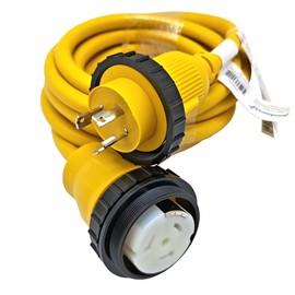 Parkworld 692002 Shore Power Adapter Cord RV 30A L5-30P Male to Marine 50A SS2-50R Female (Two hots bridged) (25FT)