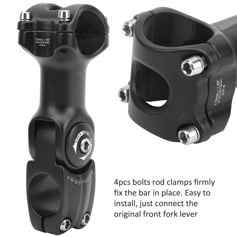 LUNJE 31.8x110mm Mountain Bicycle Angle Adjustable Handlebar Stem Riser Aluminium