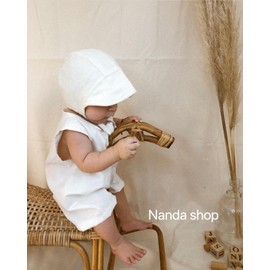 Baby Sun UPF 50+ UV Brimmed Linen Bonnet Cotton-Lined for Boys Girls Child hat Baby Sunscreen Hat Kids Cap Swim hat L Size White Color