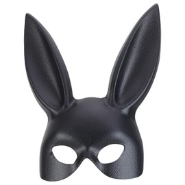 Trendy Apparel Shop Women's Bunny Half Mask Costume Accessory (Black-1220, One Size)