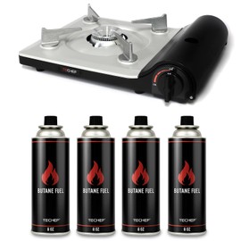 TECHEF - AGNI Portable Butane Gas Stove Burner, Made in Korea (Stove + 4 Butane)