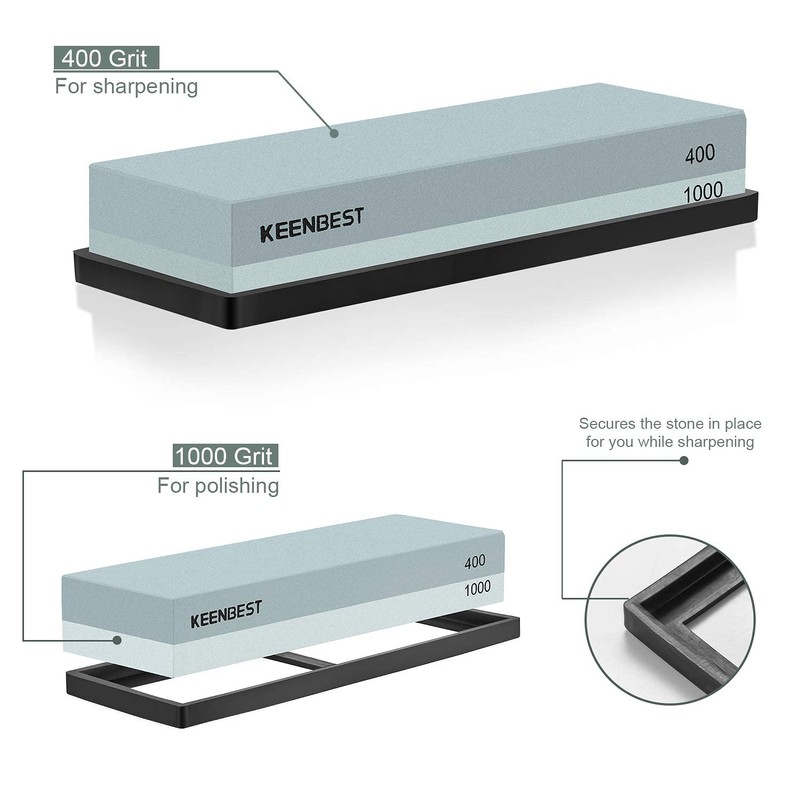 KEENBEST Actual Grit Premium Material Sharpening Stone 2 Side 400