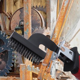 5 PCS Spatula & Shovel Brush Set,Reciprocating Saw Attachment Scraper Blade Metal Brush Cleaning Set for Rust Removal,4 Interchangeable Scrapers,Stainless Steel Bristles, Concrete,Metal,Wall Cleaning