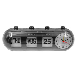 VOANZO Perpetual Desk Calendar with Clock Manual Flip Standing Academic Desktop Calendar Vintage Digital Clock for Home Office Desk Decor