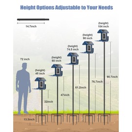 Onlyfly Bird Feeder Pole Stand – 104 Inch Height Feeding Station with 1-Inch Dia Heavy Duty for Hanging Feeders, Bird House Pole Mount Kit for Outdoor, Slip-Fit Connection, Black