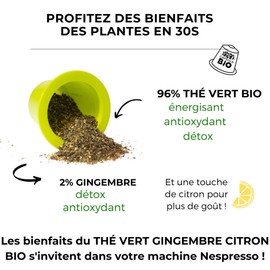 Capsul&Bio Grüntee Ingwer Citron – Kapseln, kompatibel mit Nespresso, Biologisch abbaubar und kompostierbar, Frankreich, 50 Stück