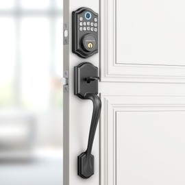 AkaGear DS10 Keyless Entry Door Locks - Keypad Lock with Handle Set, Fingerprint Deadbolt, Smart Locks for Front Doors, Auto-Lock & One Touch Locking, 2 Keys, Easy Installation