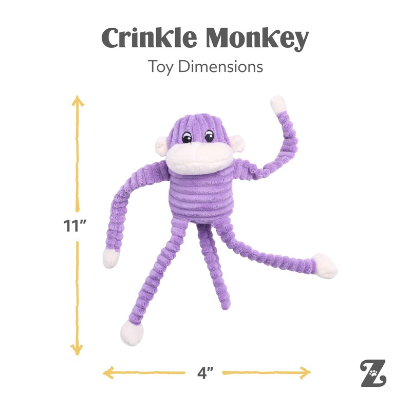 ZippyPaws Crinkle Monkey - Interactive Dog Toys to Keep Them