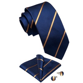 DiBanGu - Juego de gemelos cuadrados para hombre, diseño de rayas, diseño floral, para corbata, para fiestas, bodas, negocios, Azul marino, Talla única