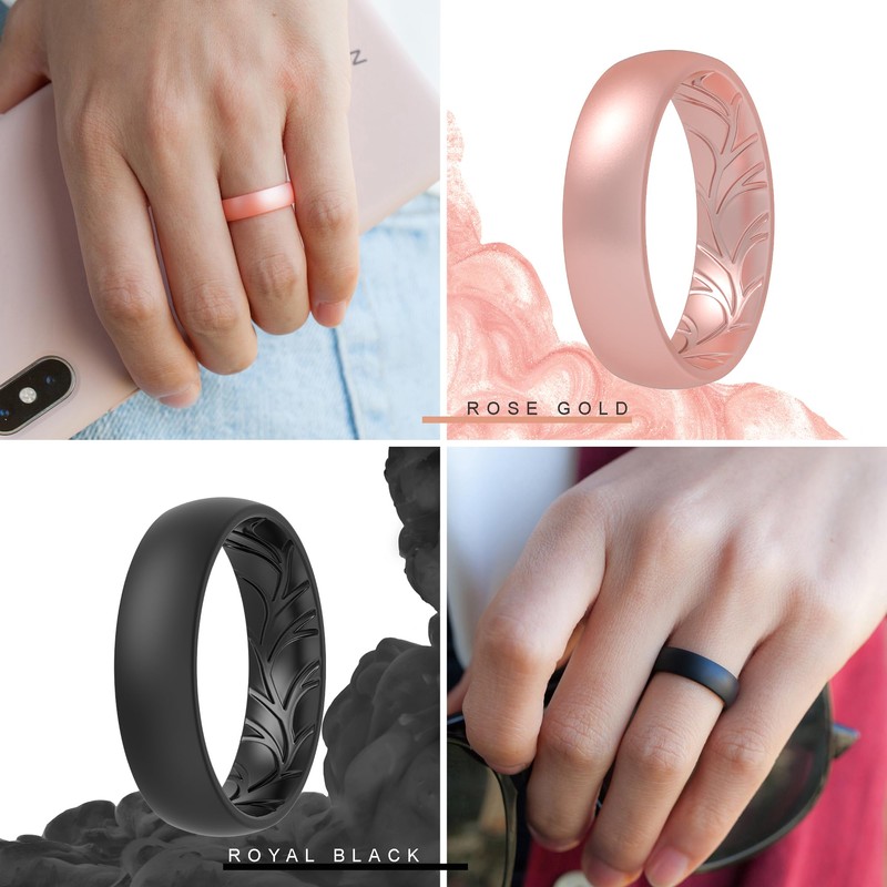 ThunderFit - Alianzas de boda de silicona para mujer, diseño