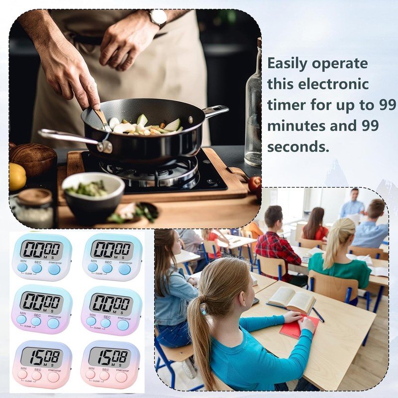 12 Pack Small Digital Timers, Timer for Kids, Magnetic Back
