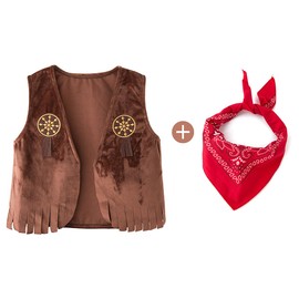 LXKIKMM May's Baby Western Cowboy Style Kids Costume Vest Cosplay Costume 11-12 Years
