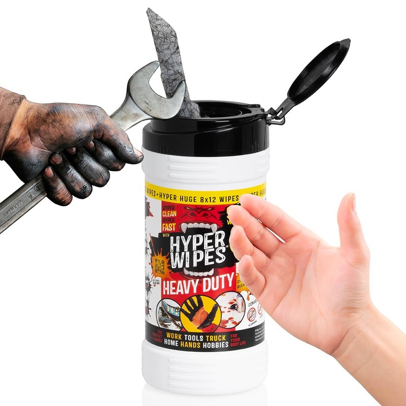 Hyper Wipes, 2 Pack Heavy Duty Hand & Tool Cleaning
