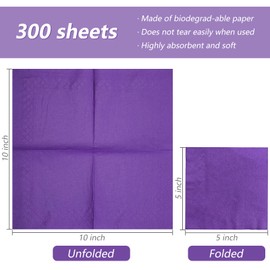300 Count Purple Beverage Napkins,2-Ply Purple Cocktail Napkins,Disposable Purple Party Napkins for Dinner Wedding Birthday Party Graduation